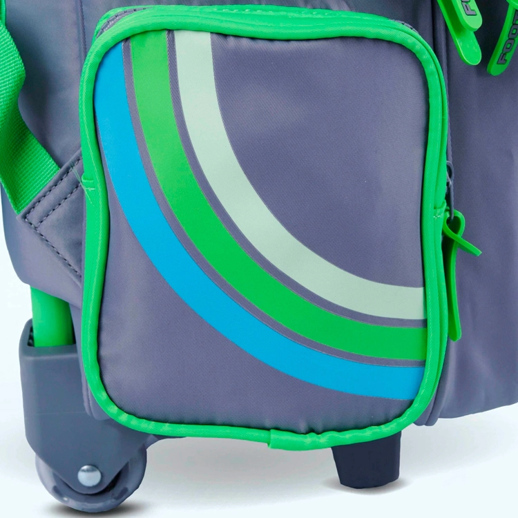 Mochila Escolar Footy 2026 Color Line Gris con Carro 18" Art.F26431